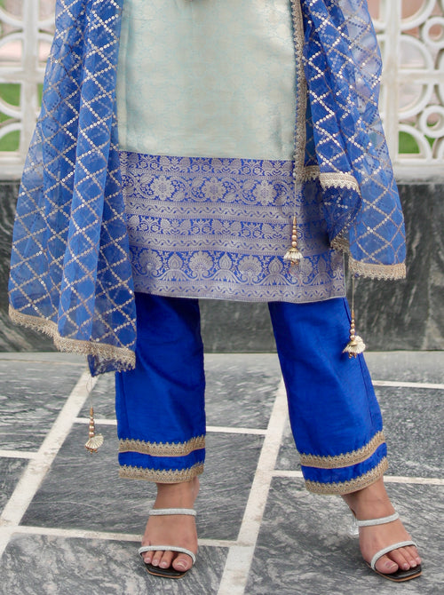 Banarasi Brocade Blue Suit Set
