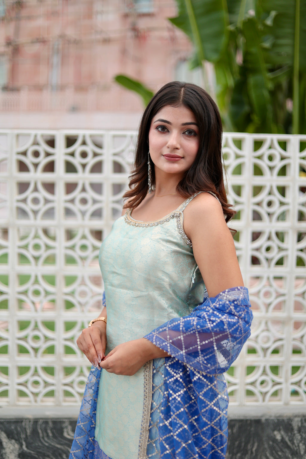 Banarasi Brocade Blue Suit Set