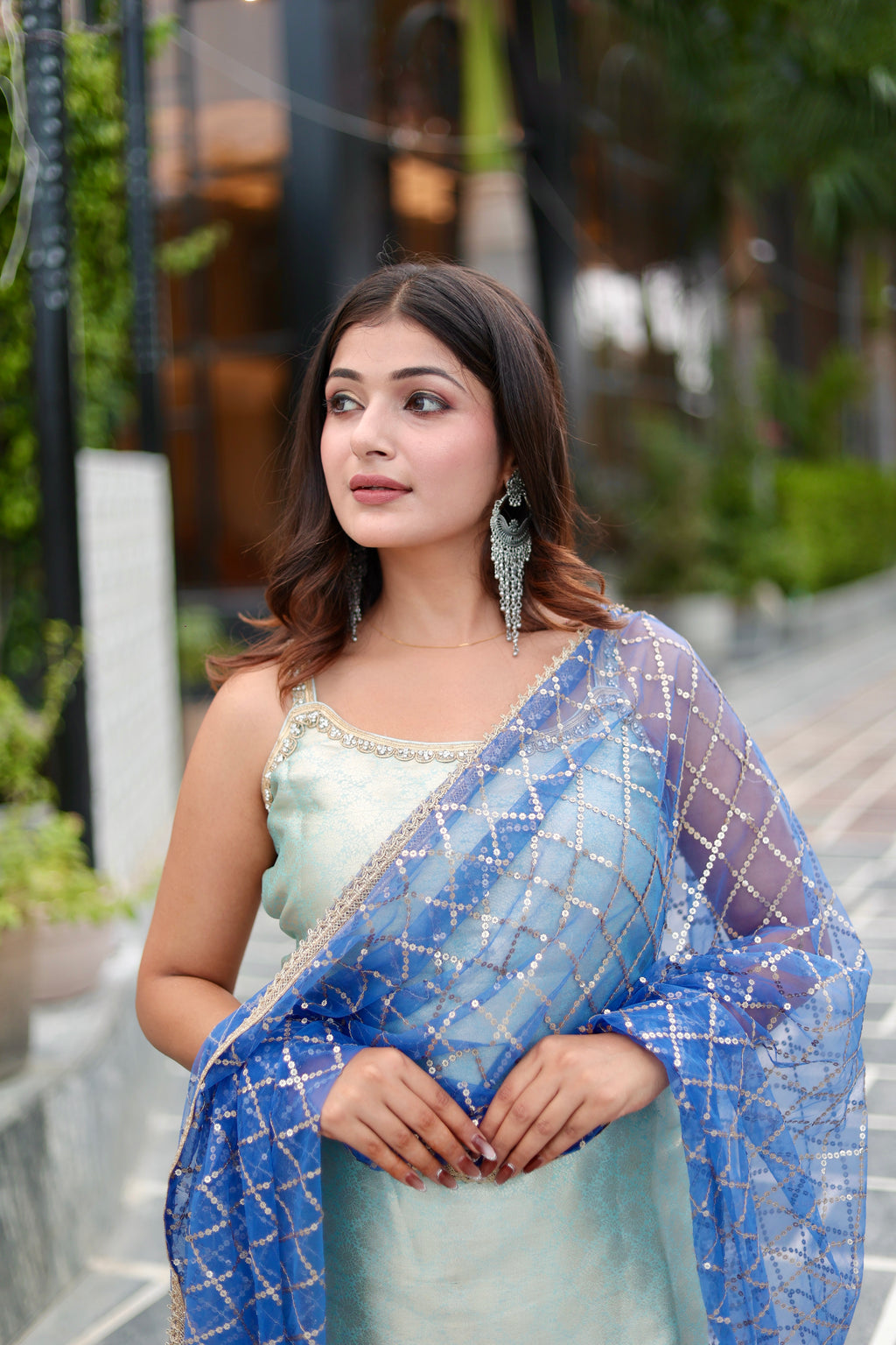 Banarasi Brocade Blue Suit Set