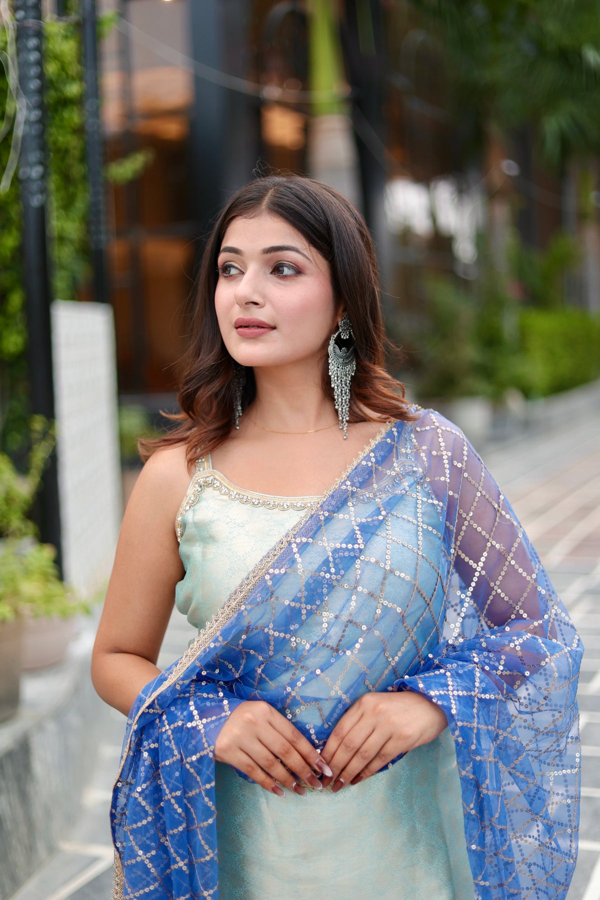 Banarasi Brocade Blue Suit Set