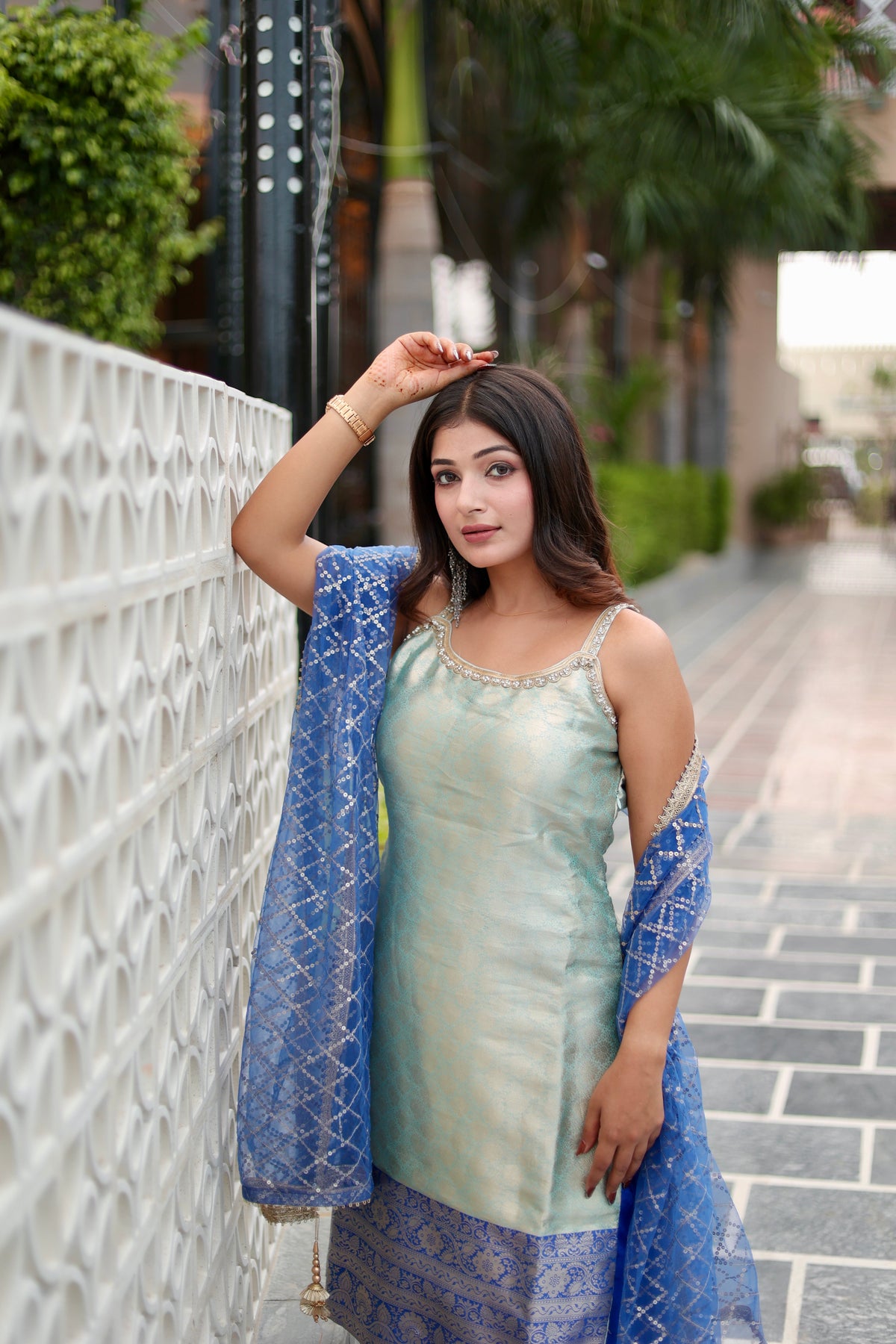 Banarasi Brocade Blue Suit Set
