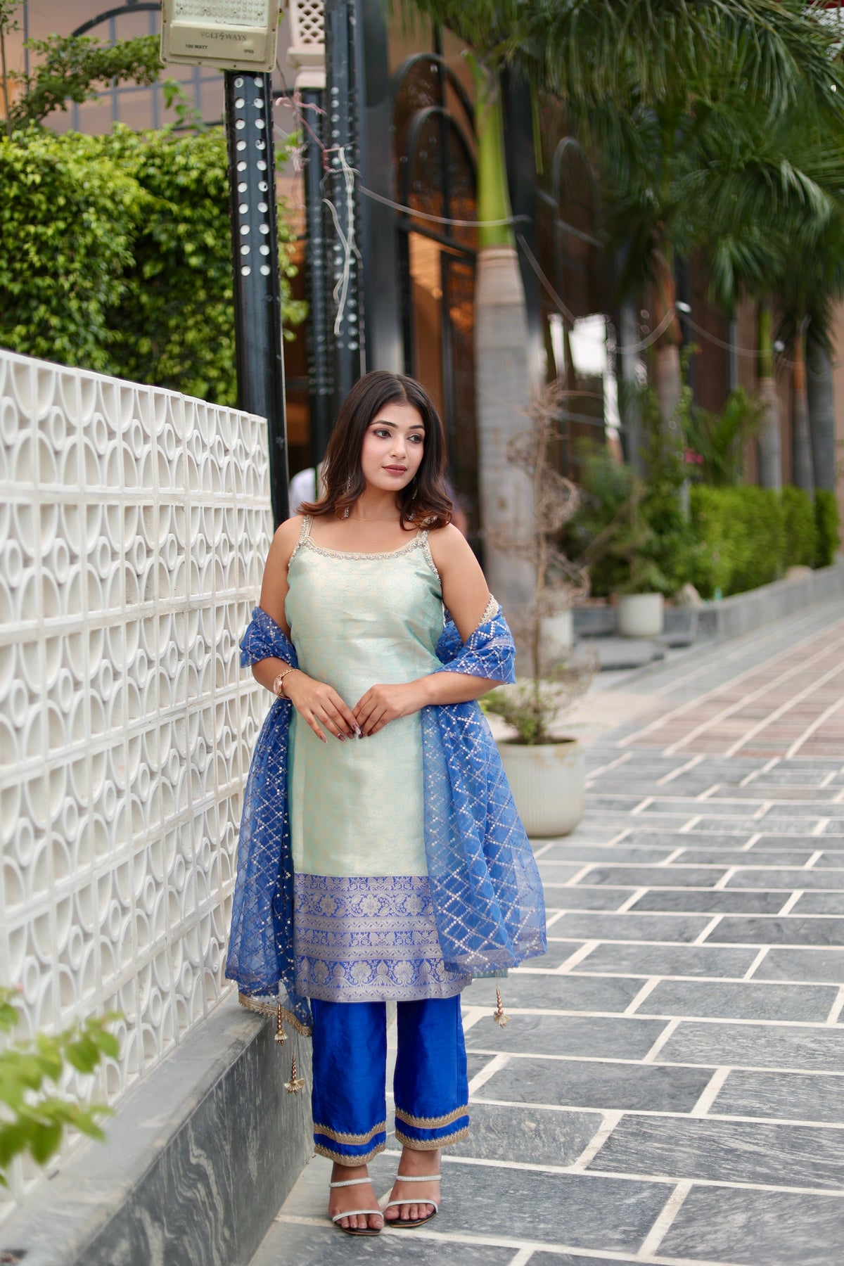 Banarasi Brocade Blue Suit Set