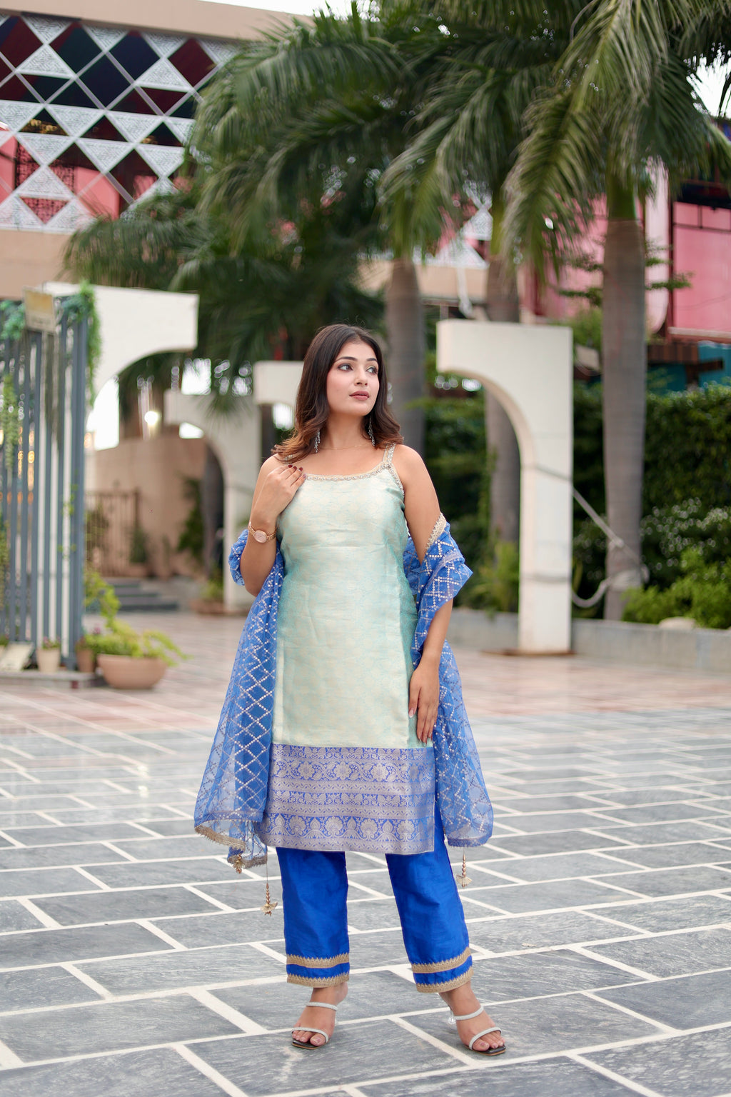 Banarasi Brocade Blue Suit Set