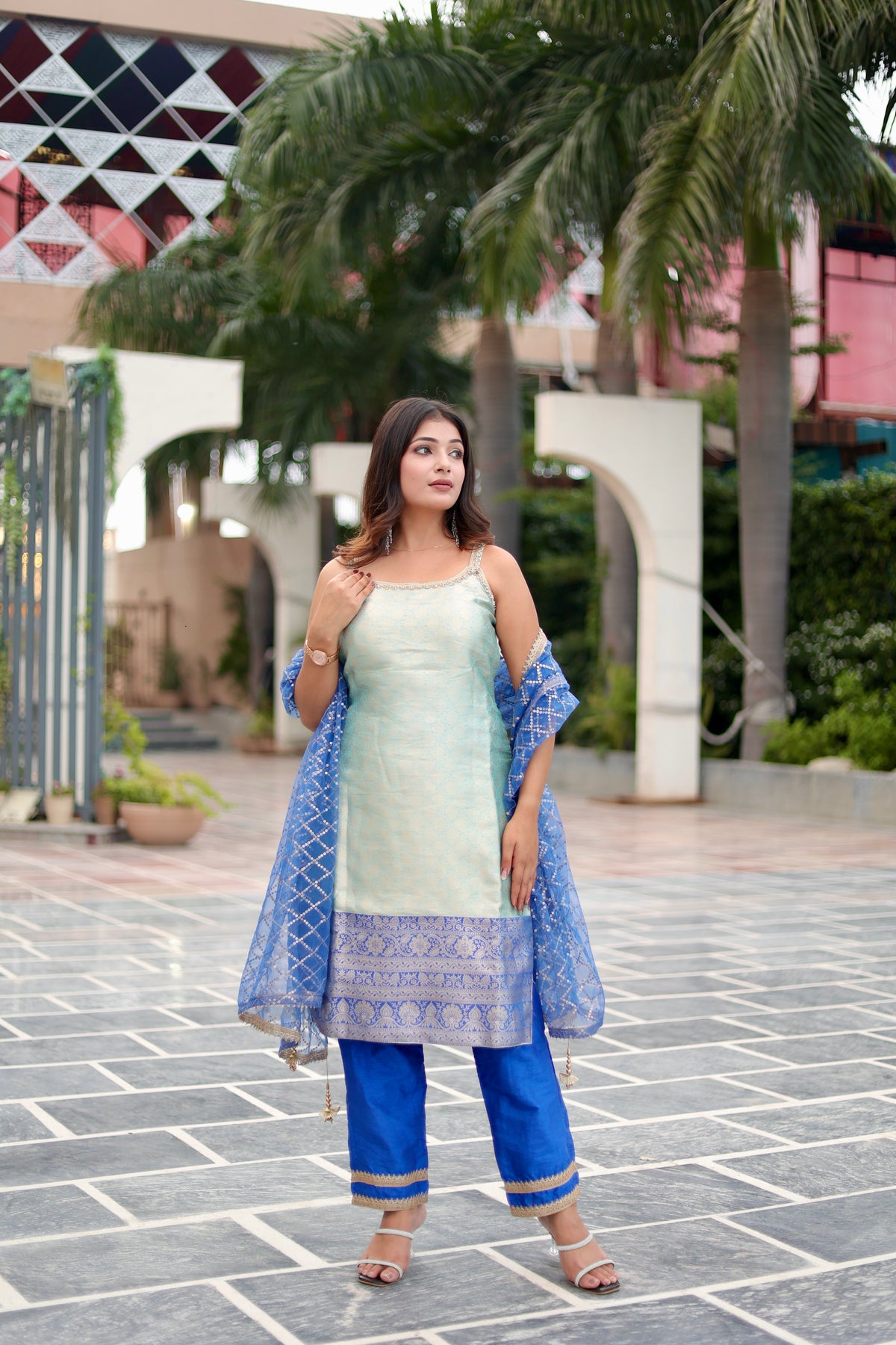 Banarasi Brocade Blue Suit Set