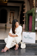White Embroidered Chanderi Blend Co-ord Set with Potli | Kumudini