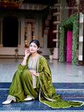 Olive Green Embroidered Punjabi Suit Set