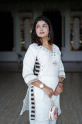 White Chanderi blend Cordset by kumudini