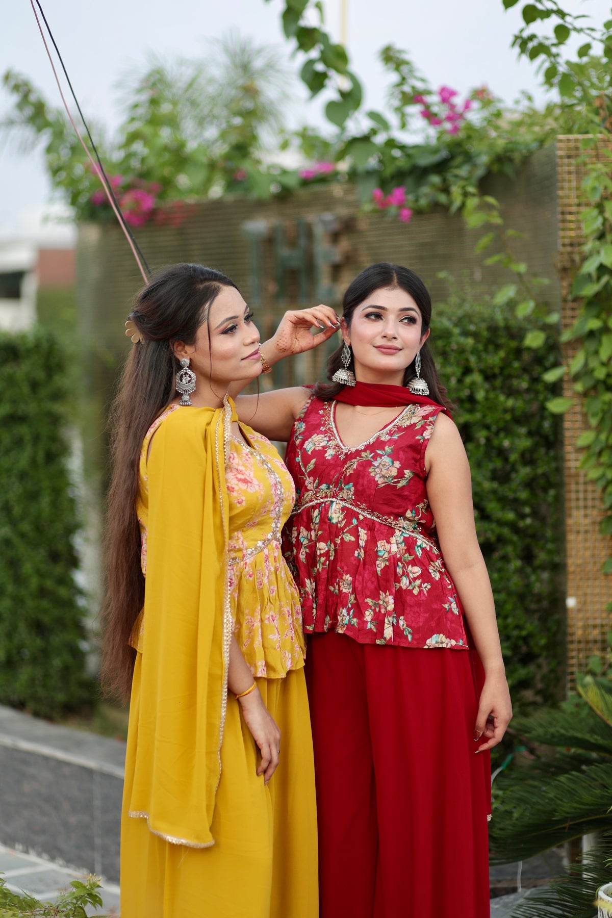 Red/Yellow Floral Flared Ethnic Set